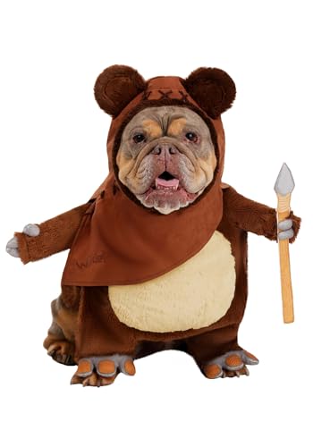 Star Wars Ewok Dog Costume with Suede Ears and Felt Spear | Perfect for Halloween Pet Dress Up and Cosplay S