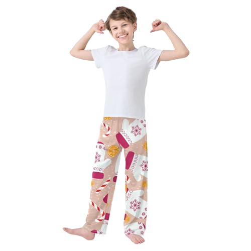 Boys' Pants Christmas Mittens Candy Long Bottoms Jogger Pants Elastic Waist Trousers with Pockets S-XL2