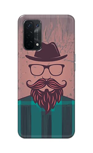 Image of PRINTFIDAA Man Icon with Beard Shirt Hipster Printed Designer Hard Case for Oppo A54 5G / A74 5G (6.5 inch) Back Cover -(e) RPM1001