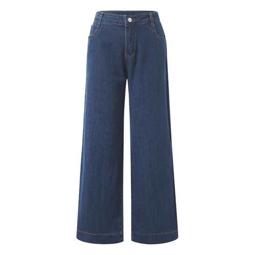 Pantalones vaqueros transpirables para mujer con tiro alto elástico que no aprieta 6