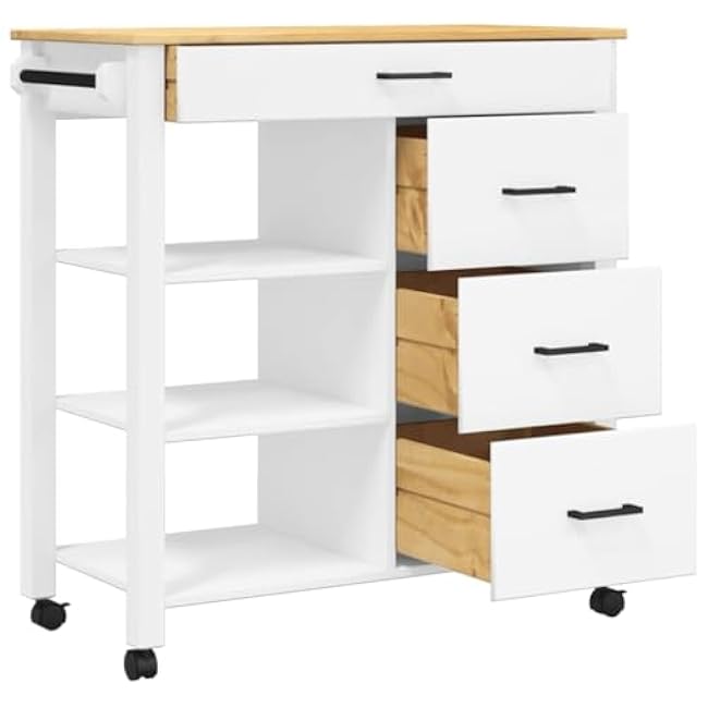 Rolling Storage Cart,33.1 X 15.7 X 35.4in Wooden Kitchen Trolley with Drawers Organizer Cart Snack Trolley Use for Home or Dining Room,White-jd8RHdee