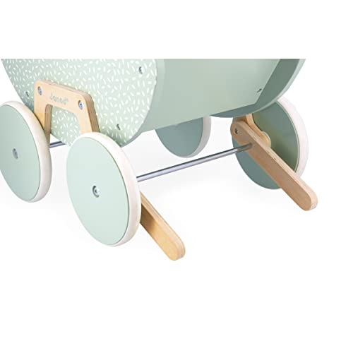 Janod - Zen Puppenwagen aus FSC-Holz - Rollenspielzeug - Kinderwagen für Puppen - Mit Kissen und Decke - Ab 18 Monaten, J05900 – Bild 6