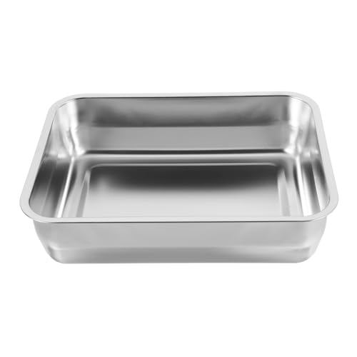 OUNONA Stainless Steel Roasting Pan Rectangular Grill Tray for Fish Seafood Vegetables Versatile Serving Dish for Home Restaurant Hotel Use