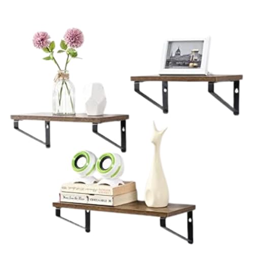 spot on dealz® Set of 3 Rectangle Black floating decorative hanging shelves with MDF wood rustic shelf and metal wire frame industrial wall mounted shelving unit Living Room furniture - Cosy Home Interiors spot on dealz® Set of 3 Rectangle Black floating decorative hanging shelves with MDF wood rustic shelf and metal wire frame industrial wall mounted shelving unit Living Room furniture
