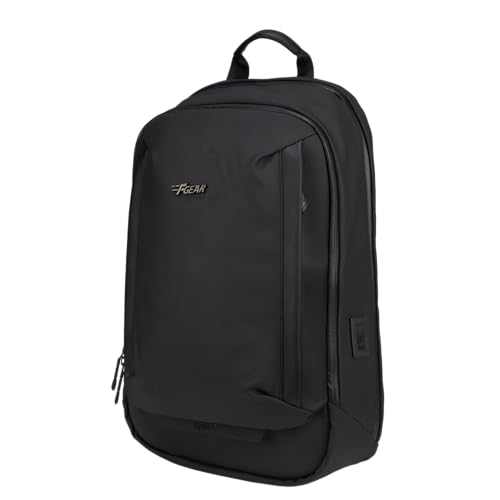 Image of F Gear Capri Black 20L Tech Laptop Backpack, USB & Type-C, 180 Wide Open | Premium & durable, 180-degree wide opening, USB & Type-C port, anti-theft pocket, luggage strap, 2 compartments & 2 pockets
