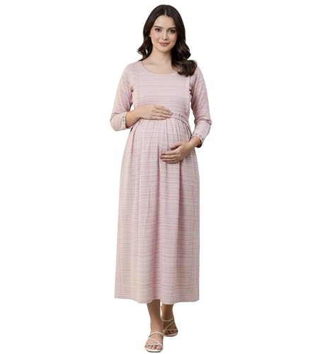 Image of DUMMY SHAPE Maternity Gown for Women | Floral Anarkali Flare Kurta with Dual Nursing Zippers | Pregnancy & Breastfeeding | Feeding Kurtis | Baby Shower | Mom to Be Gifts for Pregnant Woman