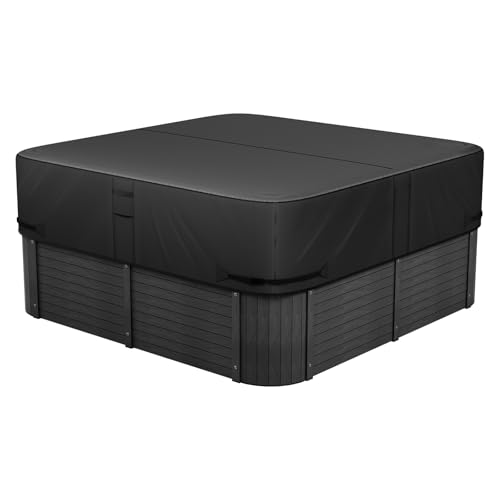 VEVOR Copertura per Vasca Idromassaggio da Esterno 2362x2362x508 mm, Protezione Impermeabile, Copertura per Vasca da Bagno da Esterno Tessuto Oxford 600D, Quadrato, Nero
