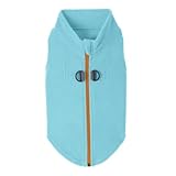 Gooby Zip Up Fleece Dog Sweater - Turquoise, Medium - Warm Pullover Fleece Step-in Dog Jacket with Dual D Ring Leash for Small to Medium Dogs