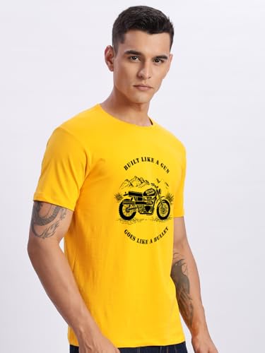 Image of ADRO Men's Royal Bike Design Printed 100% Cotton T-Shirt - Regular Fit, Printed T-Shirts for Men