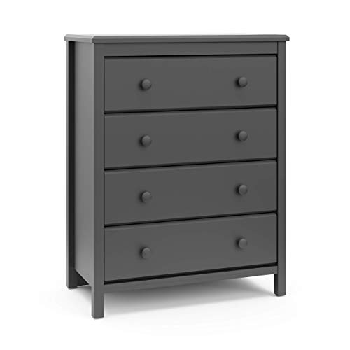 Storkcaft Alpine 4 Drawer Dresser (Gray) | Stylish Storage Dresser Chest for Bedroom, Coordinates with Any Kids Bedroom or Baby Nursery