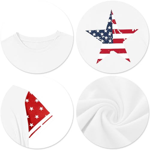Image of CAZYCHILD Girls 4th of July USA Shirt American Flag Patriotic T-Shirt Independence Day Outfit for Kids 5-14Years