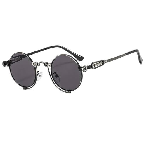 MUTYNE Lunettes Steampunk Rondes : style punk vintage noir et gris pour hommes et femmes