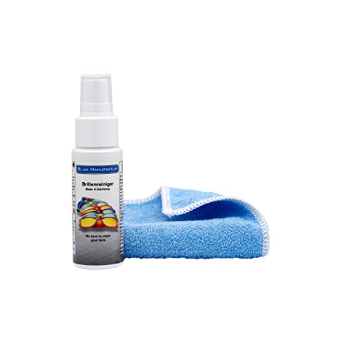 Blum Manufaktur Nettoyant pour lunettes 50 ml - Spray de nettoyage pour lunettes - Chiffon en microfibre 30 x 30 cm - Spray de nettoyage haute qualité - Fabriqué en Allemagne Cover