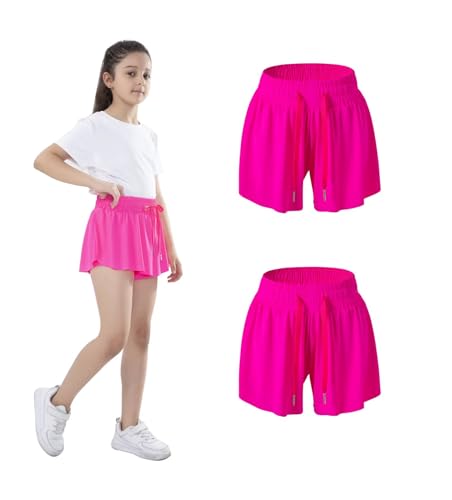 Pacote com 2 shorts rodados para meninas com forro de elastano, saias borboleta 2 em 1, meninas adol