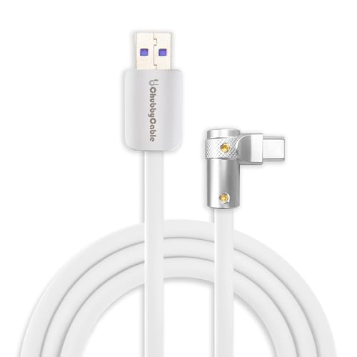 chubbycable 120W Charging Cable 90° USB C to C Cable, White, 4.9FT