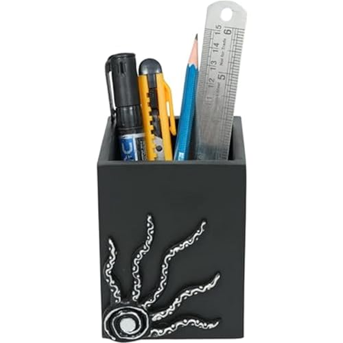 Image of Decorative Embossed Design Pencil and Pen Stand | Desk Organizer for Stationery Storage | Suitable for Office Desk, Study Table, Home and Workspace Use (Design 5)