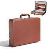 LOCKCURX Briefcases for Men, Anti-Theft Longwave Lock Briefcase with 16 Inch Laptop Compartment, Waterproof Faux Leather, Brief Cases Men with Multi File Organizer, Perfect for Office, Travel (Brown)