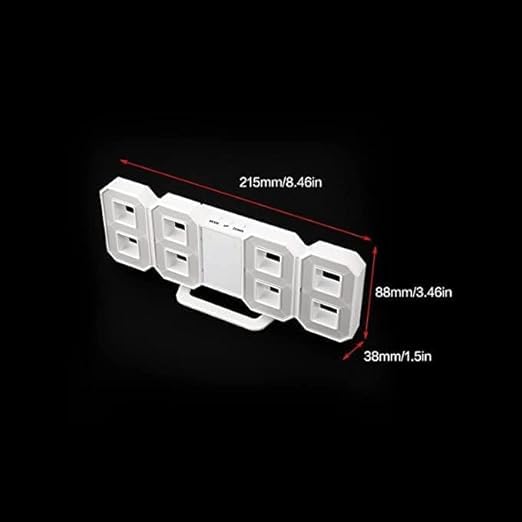 Image of Dangfly Digital LED Clock, White, Rectangular, 3D Display, Wall Mountable and Table Clock for Bedroom and Living Room, Corded Electric(Works on Electricity Only)
