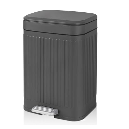 Fegtrtyoa Cubo de Basura Pequeño para Baño con Tapa, 2.1 Galones, Suave, Escalón Delgado, para Oficina, Dormitorio y Cocina B