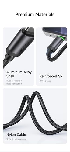Image of Mcdodo 60W Type C to Type C Fast Charging Cable with LED Indicator, Nylon Braided USB C PD Data Cable, Aluminum Alloy, CarPlay Support for iPhone 17 /16 /15 Series, Samsung, OnePlus, MacBook (1 Meter)