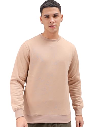 Image of The Indian Garage Co Men Regular Fit Solid Crew Neck Overhead Sweatshirt
