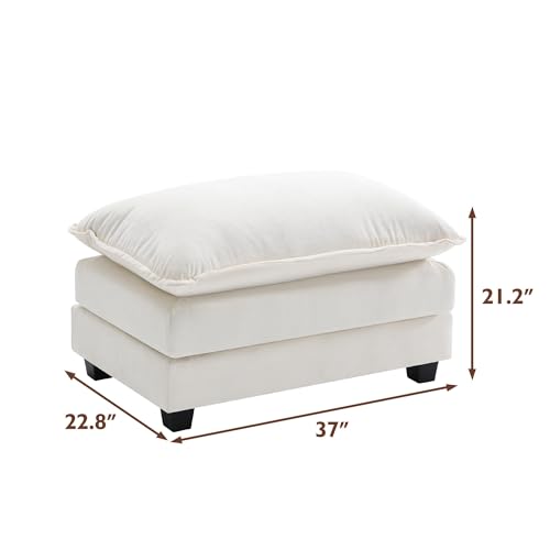 Image of Ihanherry Ottoman for Modular Sectional Cloud Sofa, Chenille Deep Seat Couch for Apartment, Living Room and Bedroom, Beige