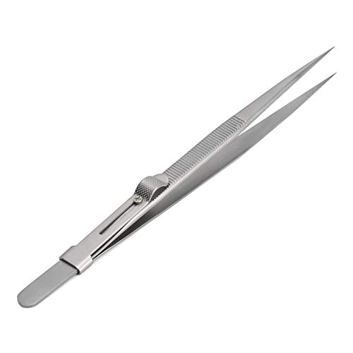 Professional Vinyl Tweezers for Headshell Leads LP - Stainless Steel Pointed Tip Straight