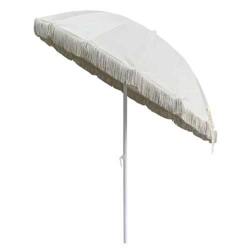 Parasol de jardin bohème chic blanc pour ombrager vos pique-niques extérieurs