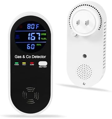 Combination Gas & Carbon Monoxide Detector, Plug in Carbon Monoxide Alarm,Natural Gas Detector,Propane,Methane,4-in-1 Combustible Gas & CO Detector with Fahrenheit(°F) & Humidity for Home,RV,Apartment Combination Gas & Carbon Monoxide Detector, Plug in Carbon Monoxide Alarm,Natural Gas Detector,Propane,Methane,4-in-1 Combustible Gas & CO Detector with Fahrenheit(°F) & Humidity for Home,RV,Apartment