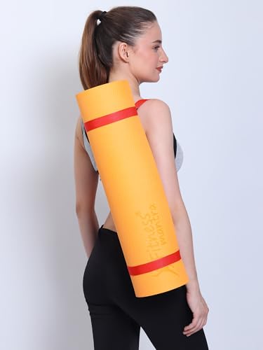 Fitness Mantra® 6mm Yoga Mat with Carrying Strap for Gym Workout and Yoga Exercise Anti-Slip Yoga Mat for Men & Women Fitness|Color Orange| 6 31l1WW8tZlL