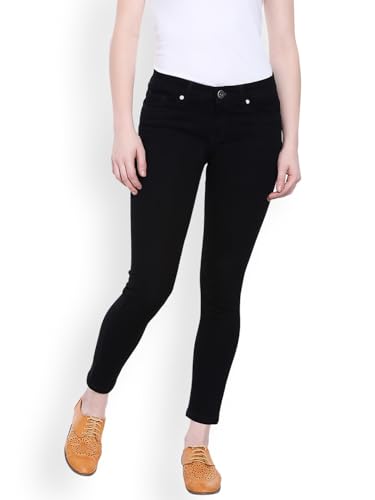 Image of TWGE - Women's Mid Rise Skinny Fit Jeans - Single Button, Stretchable Denim Pants - Ankle Length - Stylish Casual Wear
