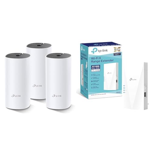 TP-Link Deco M4 Mesh WLAN Set (3er Pack) & RE500X WiFi 6 WLAN Verstärker Repeater AX1500