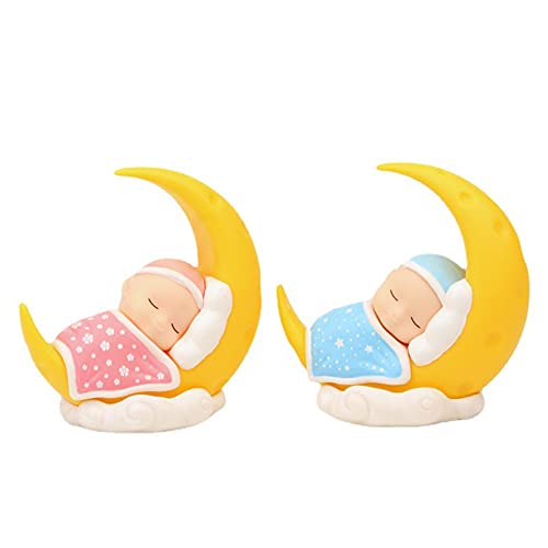 Ikasus AFSSS769180NGVPINK Mini Baby Moon Cake Topper Toys Decoration Diy Sleeping Baby Moon Doll Children Topper Birthday Party Cake Topper Car Dashboard Ornaments thumb #3