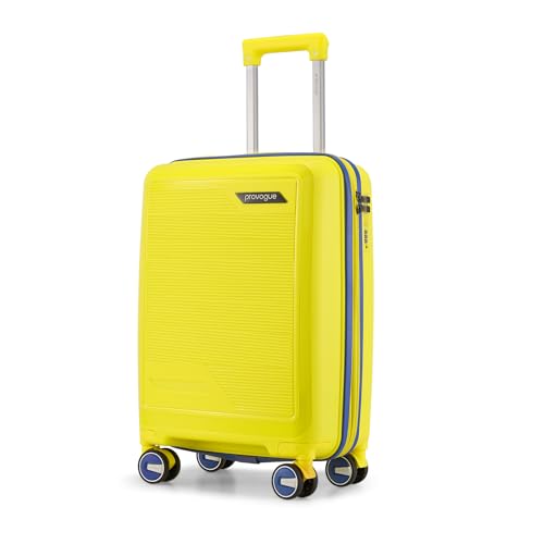 Image of Provogue Spectrum Hard-Sided PP 55 Cm Suitcase /Cabin Trolley Bag Small| Expandable Space with 8 Wheels Trolley Bags for Travel |Lightweight with Combination Lock|5 Year Warranty (Sundrip Yellow)