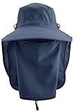 Unisex Sun Hat with Fold-Away Neck Drape - UPF 50 Sun Protection - Outdoor Hat for Boating & Fishing - Stevie Ultra in Navy (One Size)