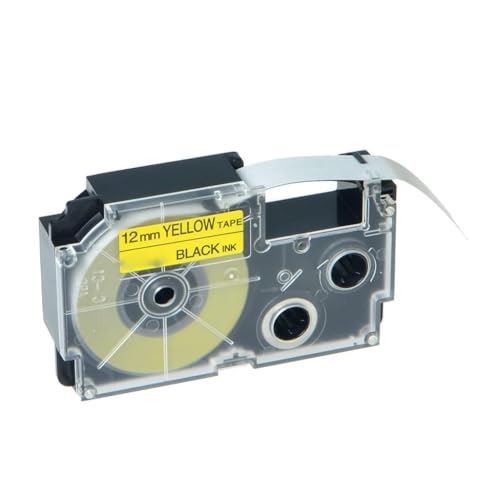 Image of ZIBUYU 12mm Label Tape for Casio Label Printers Yellow with Black Ink | Compatible with KL Series (KL-120, KL-60, KL-820), Waterproof & Fade-Resistant, 1 Roll