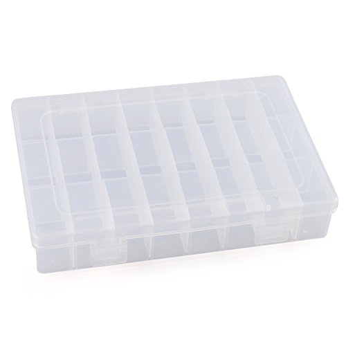 Plastic Jewelry Box, RilexAwhile Plastic Components Storage Cases Boxes with Adjustable Dividers 24 Grids