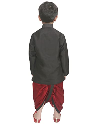 Image of SG YUVRAJ Boy's Raw Silk Kurta Dhoti Set