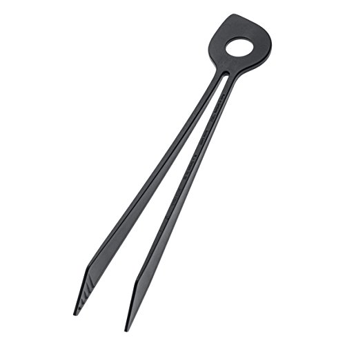 Koziol Chef² - Cuchara/espátula de plástico para cocinar, con Pinzas para coger Alimentos, Resistente a 220 °C, Color Negro sólido