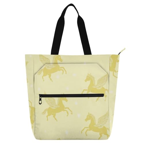 Bolsa de mano para niños con diseño de Pegaso Gótico Amarillo Pastel para libros escolares