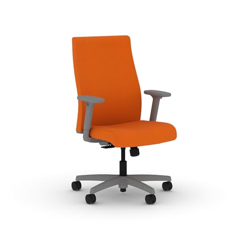 Image of HON Ignition 2.0 Ergonomic Office Chair with Adjustable Arms, Standard Synchro‑Tilt Recline, Upholstered Desk and Computer Chair for Home Office or Workstation, Titanium Frame, Apricot