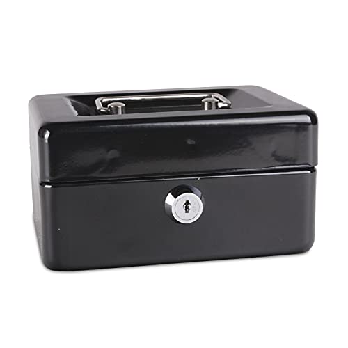 Caisse à monnaie DONAU 5231001PL-01 petite boîte métallique noire avec serrure à clé