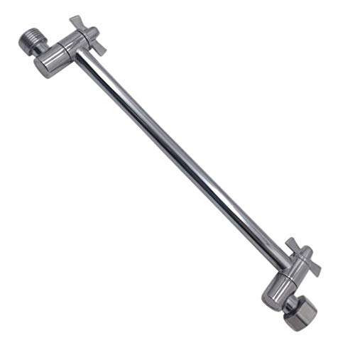 Extra Long 17.25 Inch Adjustable Shower Arm Extension Pipe | Raise or Lower Shower Head Height | High Quality Metal Construction | Rotating Tightening Nut | Chrome