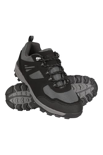 Mountain Warehouse McLeod Mens Shoes - Lightweight All Season Shoes, Durable Walking Shoes, Breathable Hiking Shoes, Mesh Lining Running Shoes - for Travelling, Camping Jet Black Adult Shoe Size 9