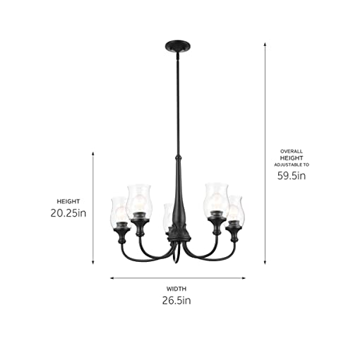 Kichler Melis 26.5 Inch 5 Light Chandelier with Clear Glass in Black by Kichler - Image 3