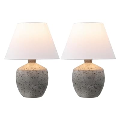 JONATHAN Y JYL5606A-SET2 Myron 18" Minimalist Scandinavian Concrete Effect Resin/Iron LED Table Lamp for Bedroom, Living Room, Office, College, Nightstands and Coffee Table, Antique Gray (Set of 2)