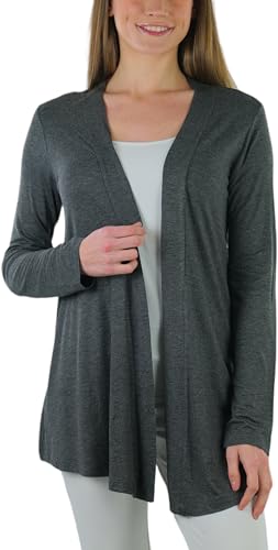 Image of ToBeInStyle Womens Open Front Long Sleeve Lightweight Asymmetrical Draped Cardigan with Side Pockets
