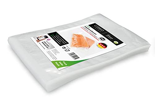 CASO Siegelrandbeutel 20 x 30 cm, 70 mμ, 100 Stück, ausschließlich für Kammer-Vakuumierer, glatte Oberfläche, stabile Schweißnaht, BPA-Frei, Sous Vide, Made in Germany