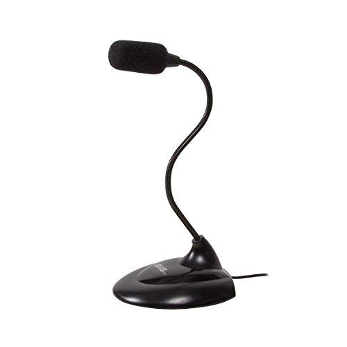 BIGtec Micrófono para micrófono, ordenador, portátil, smartphone, tablet, micrófono, soporte, micrófono, micrófono, mesa de oficina, estudio, juegos, VoIP, clavija de 3,5 mm, cuello flexible