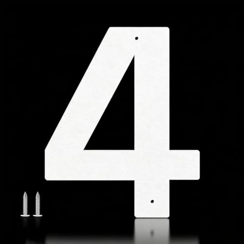 useNumber 8'' House Numbers for Outside, White Metal Address Numbers and Letters for Out Door Signs, Garden/Office/Home/Store Signage (4)